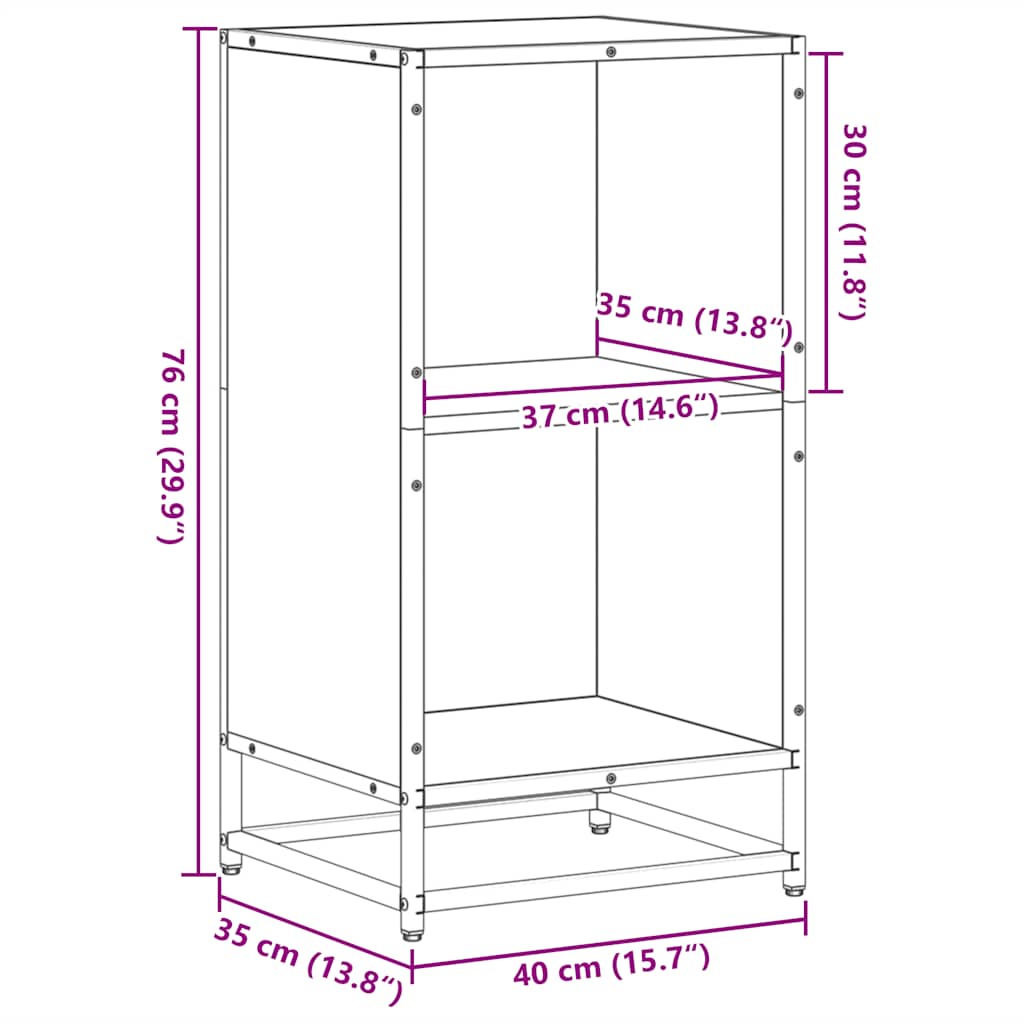 Bokhylle brun eik 40x35x76 cm konstruert tre