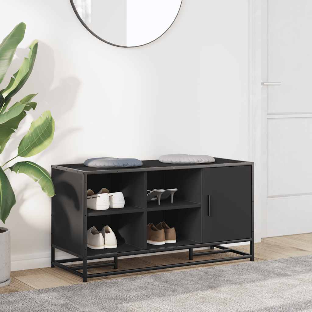 Skobenk svart 100x40x53,5 cm konstruert tre og metall
