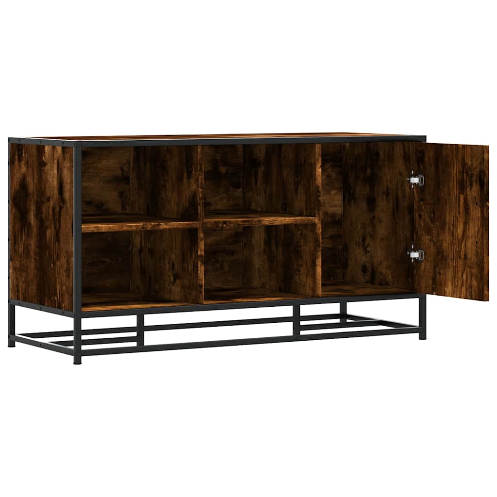 Skobenk røkt eik 100x40x53,5 cm konstruert tre og metall