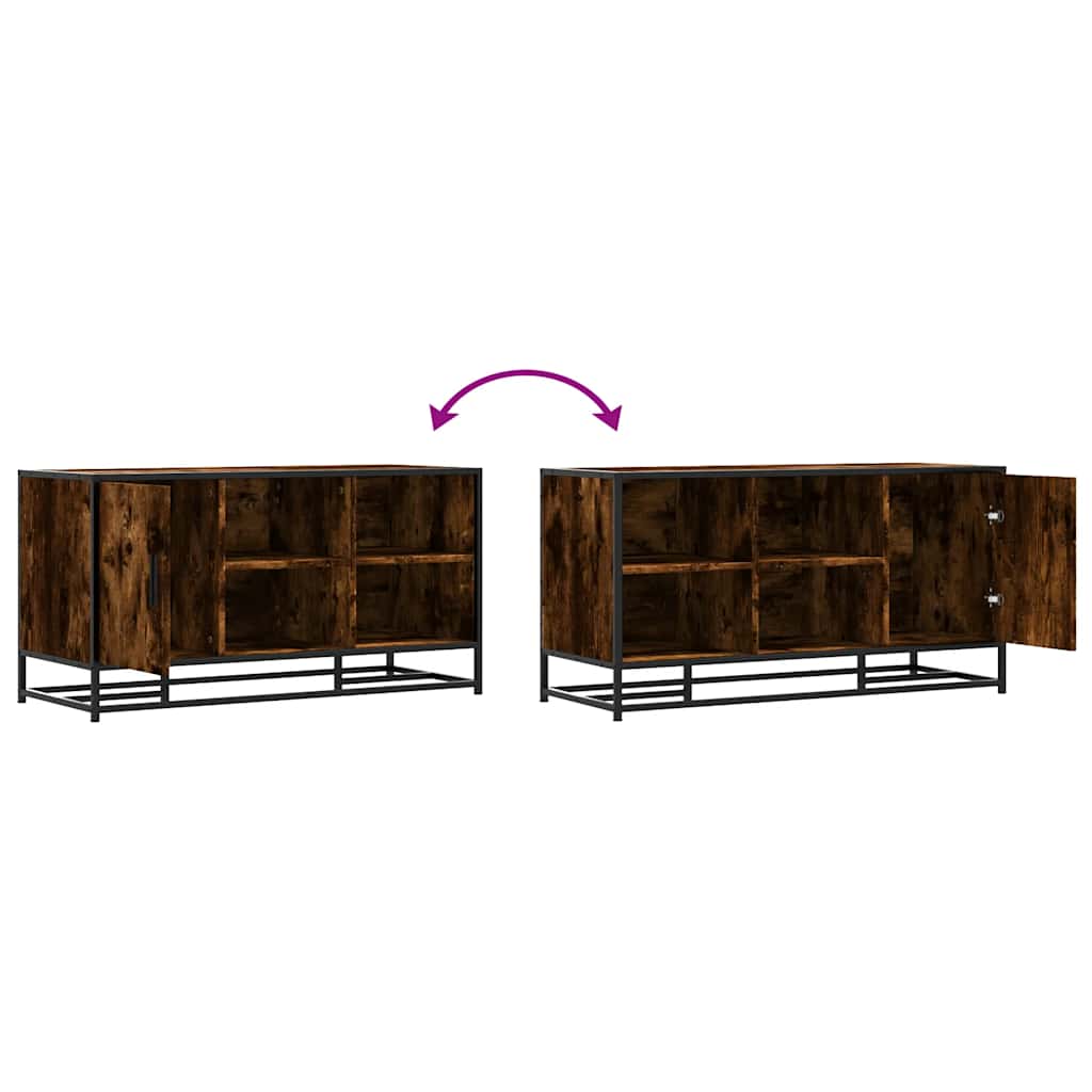 Skobenk røkt eik 100x40x53,5 cm konstruert tre og metall