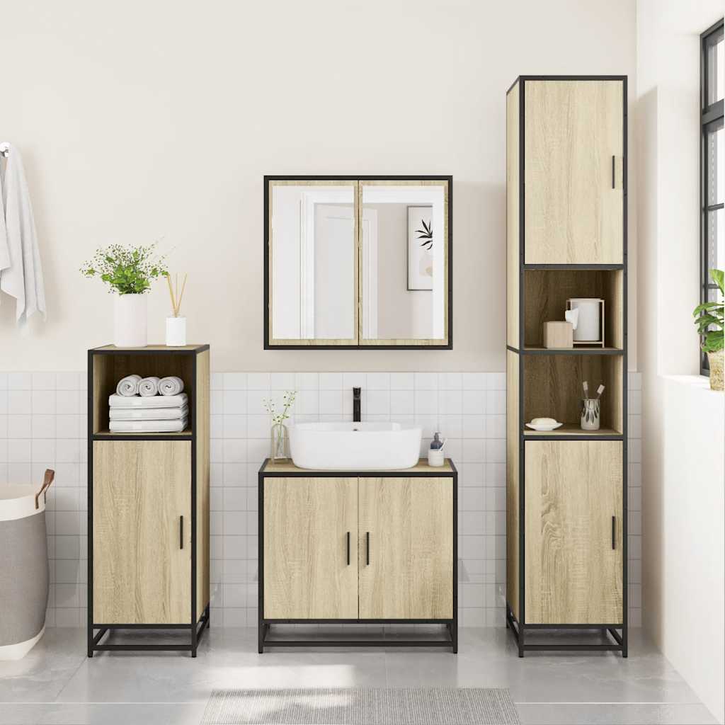 Baderomsspeilskap Sonoma eik 65x20x60 cm konstruert tre