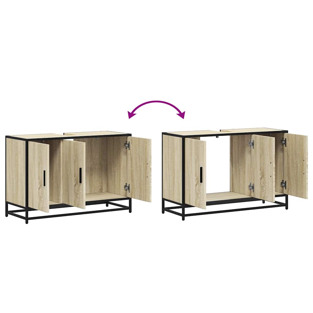 Baderomsskap Sonoma eik 90x33x60 cm konstruert tre
