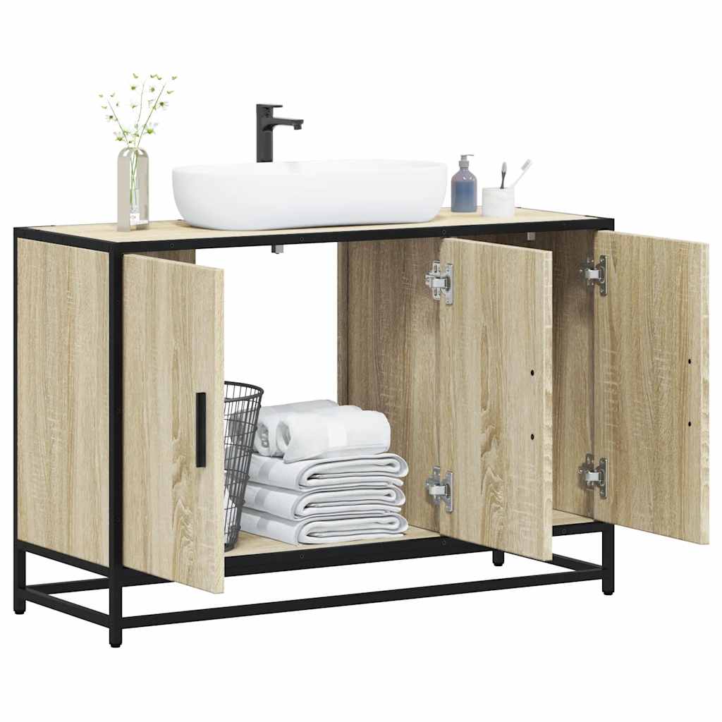 Baderomsskap Sonoma eik 90x33x60 cm konstruert tre