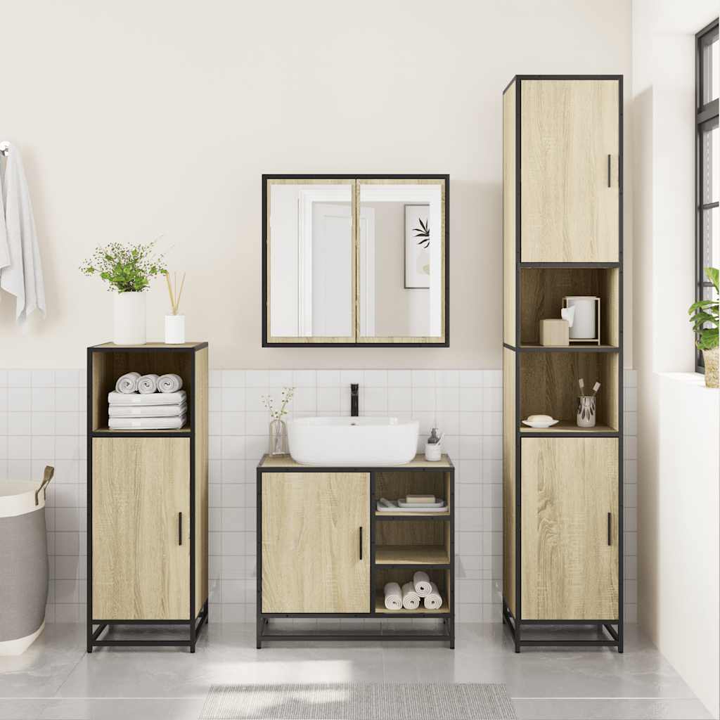 Baderomsskap Sonoma eik 65x33x60 cm konstruert tre