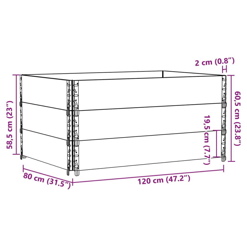 Pallekarmer 3 stk brun 120x80 cm heltre furu
