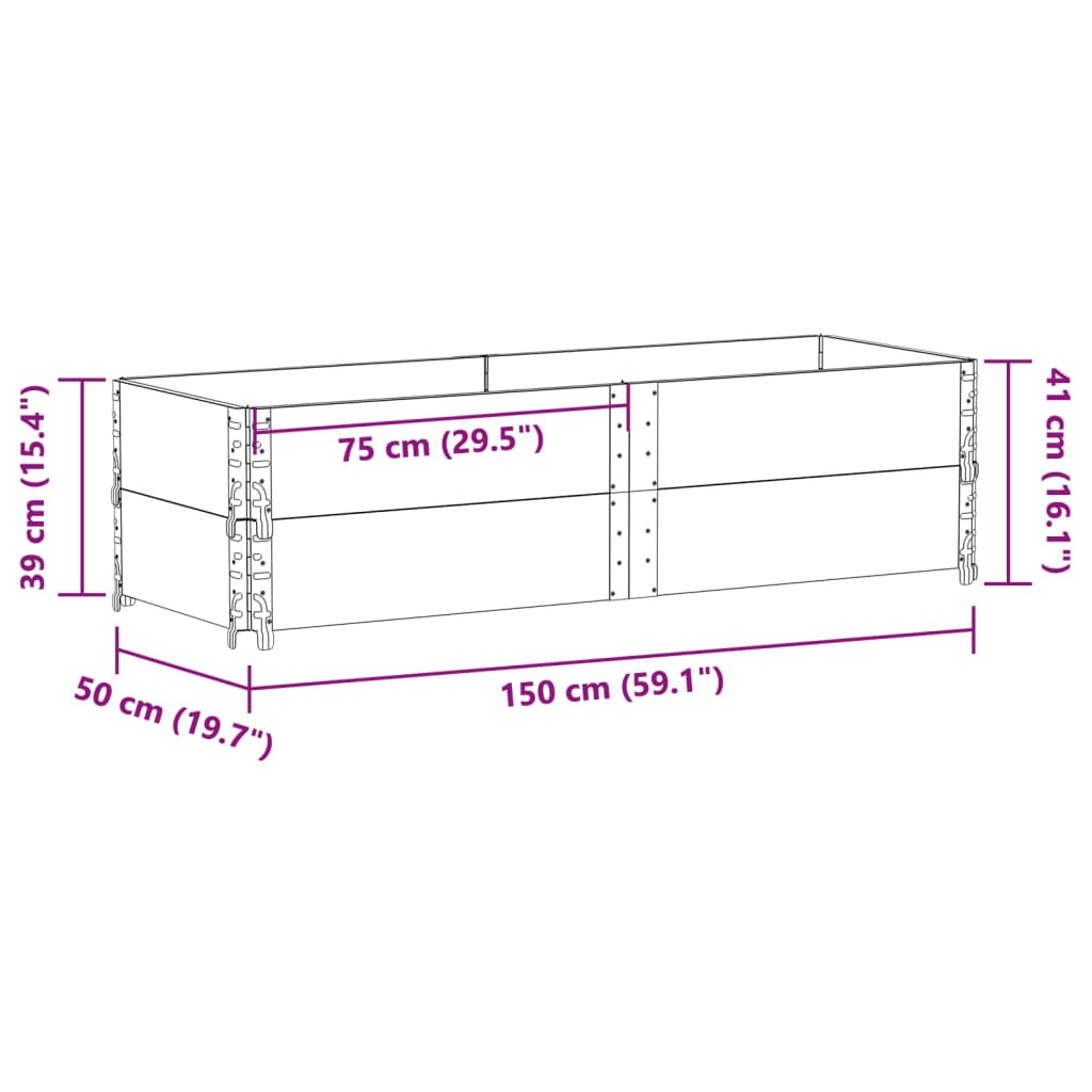 Plantekasse 150x50 cm heltre furu vidaXL