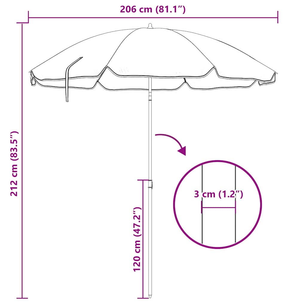 Hageparasol 240 cm 170T polyester Blå og hvit