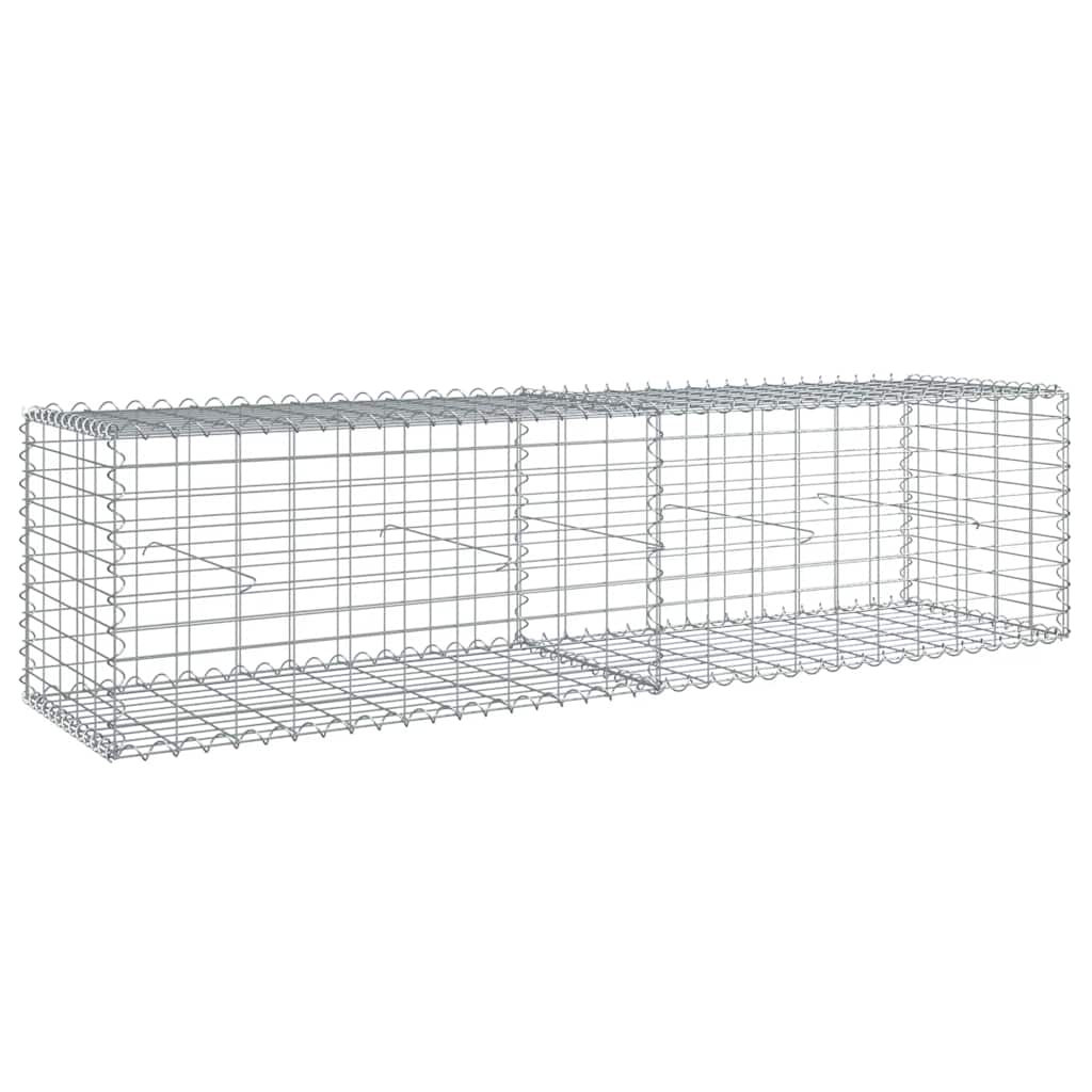 Gabionkurv med deksel 200x50x50 cm galvanisert jern