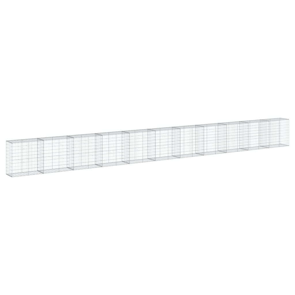 Gabionkurv med deksel 1100x50x100 cm galvanisert jern