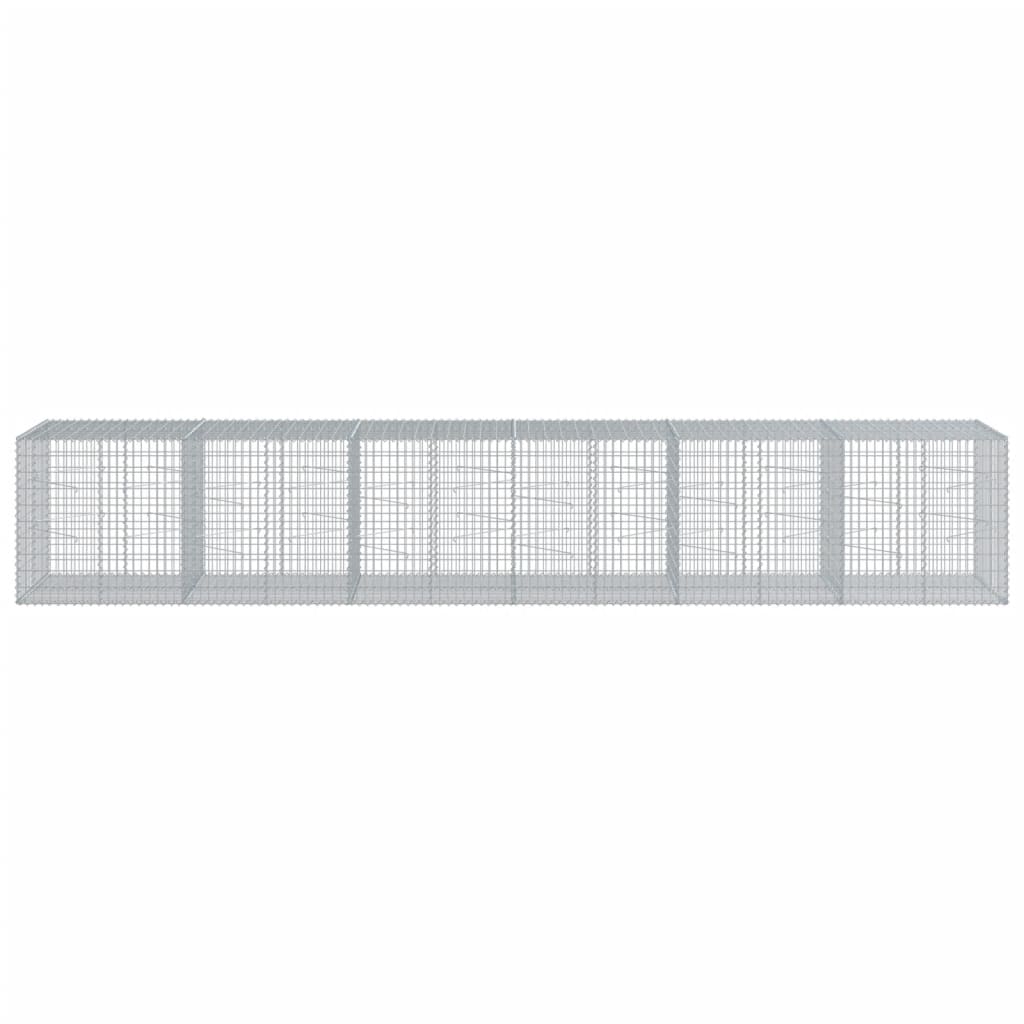 Gabionkurv med deksel 600x100x100 cm galvanisert jern