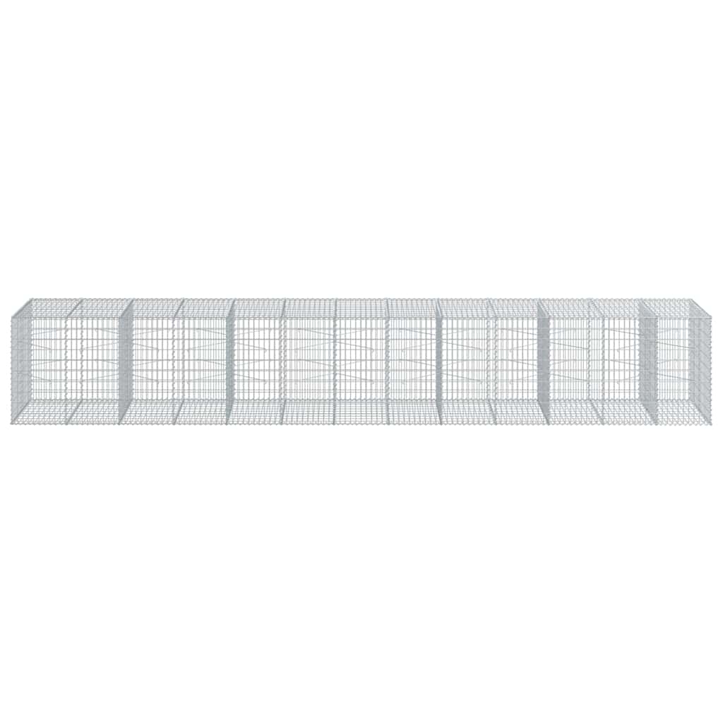 Gabionkurv med deksel 650x100x100 cm galvanisert jern