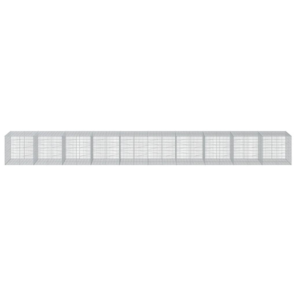 Gabionkurv med deksel 1000x100x100 cm galvanisert jern