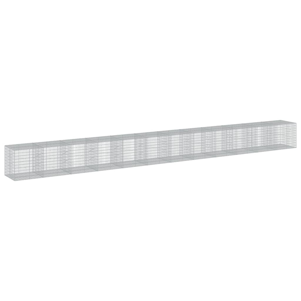 Gabionkurv med deksel 1200x100x100 cm galvanisert jern