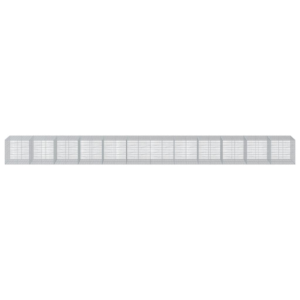 Gabionkurv med deksel 1200x100x100 cm galvanisert jern