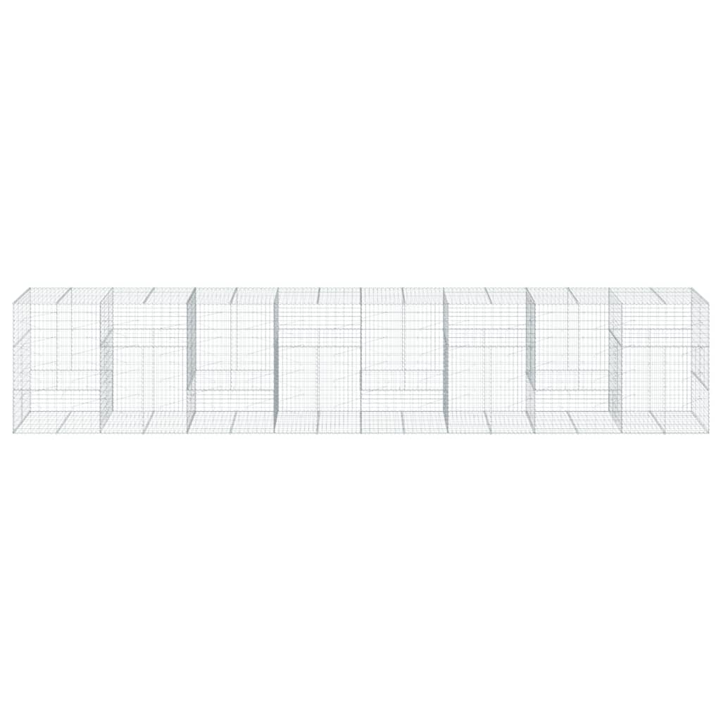 Gabionkurv med deksel 800x100x150 cm galvanisert jern
