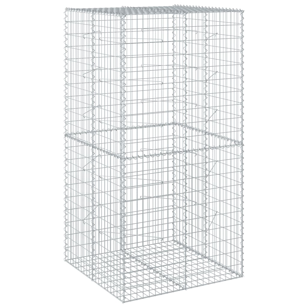 Gabionkurv med deksel 100x100x200 cm galvanisert jern