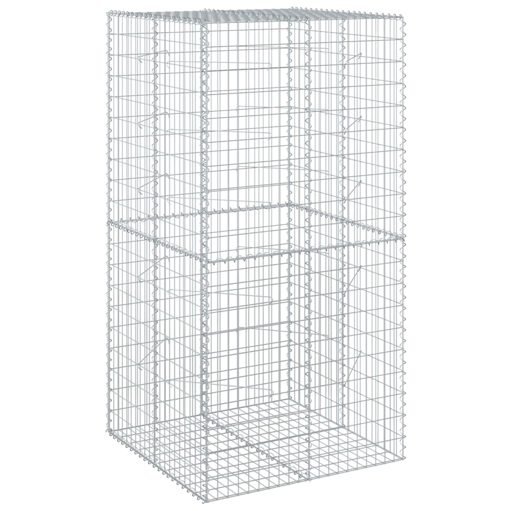 Gabionkurv med deksel 100x100x200 cm galvanisert jern