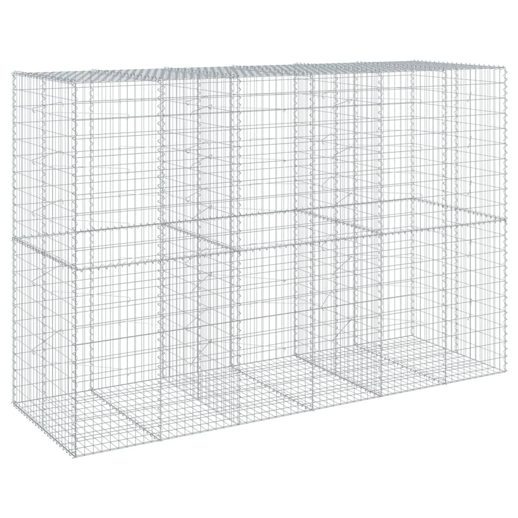 Gabionkurv med deksel 300x100x200 cm galvanisert jern