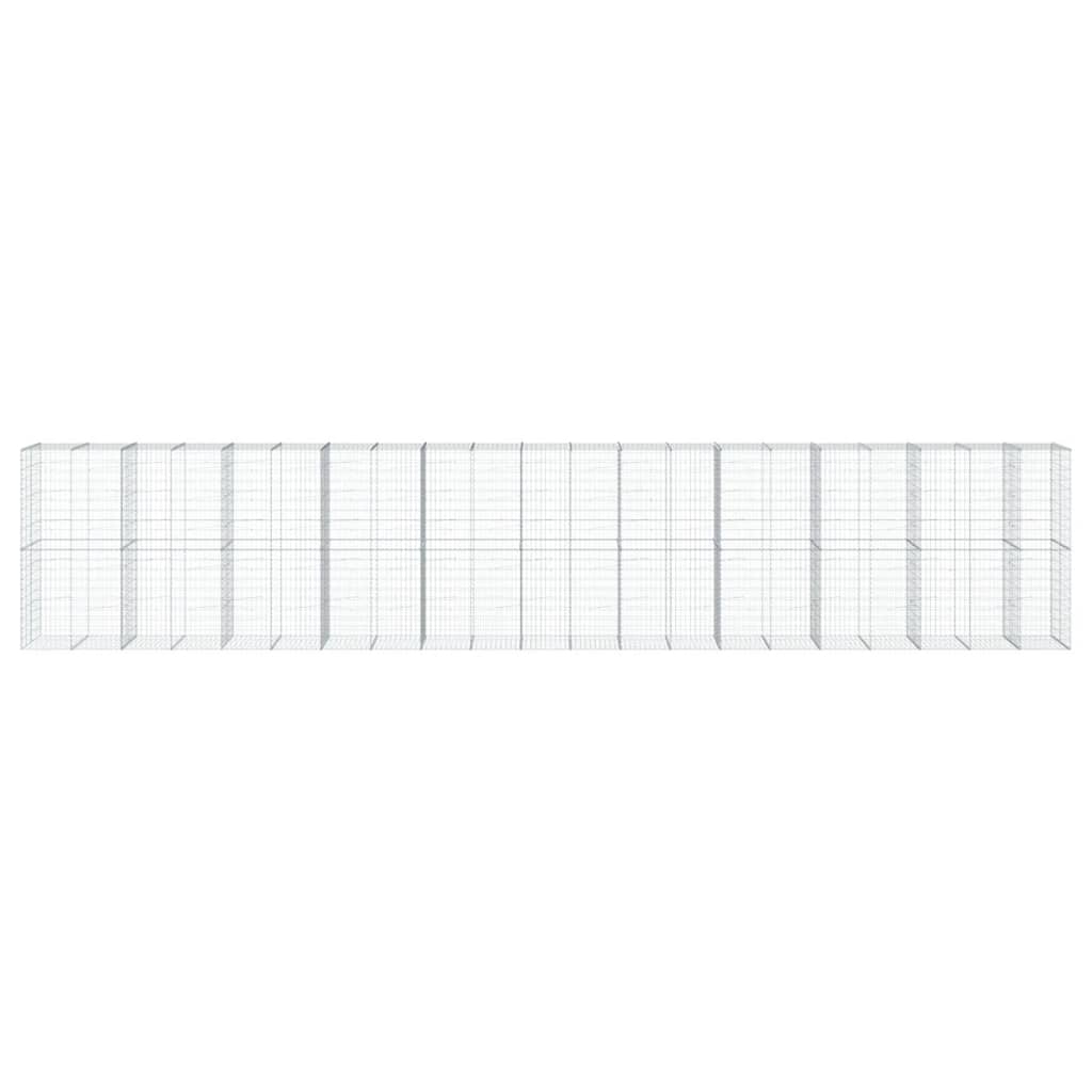 Gabionkurv med deksel 1050x100x200 cm galvanisert jern