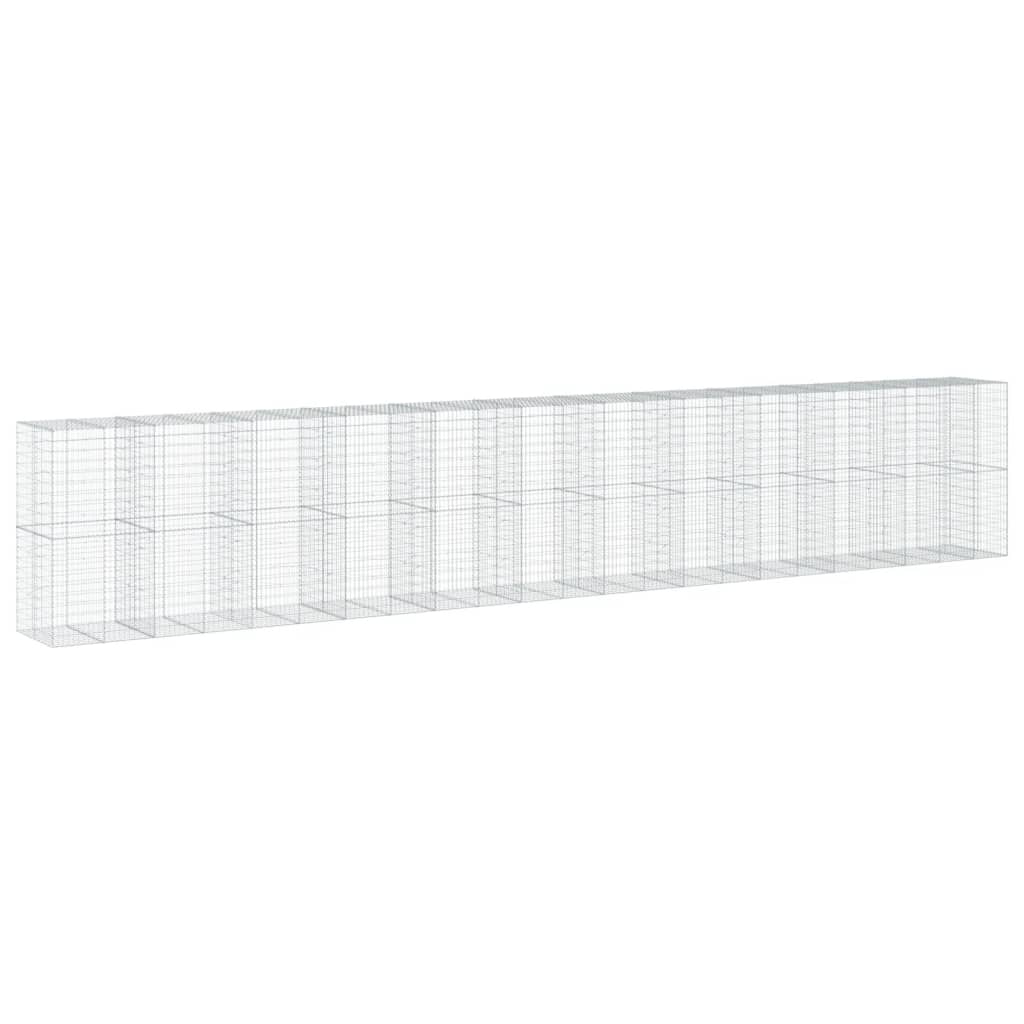 Gabionkurv med deksel 1150x100x200 cm galvanisert jern
