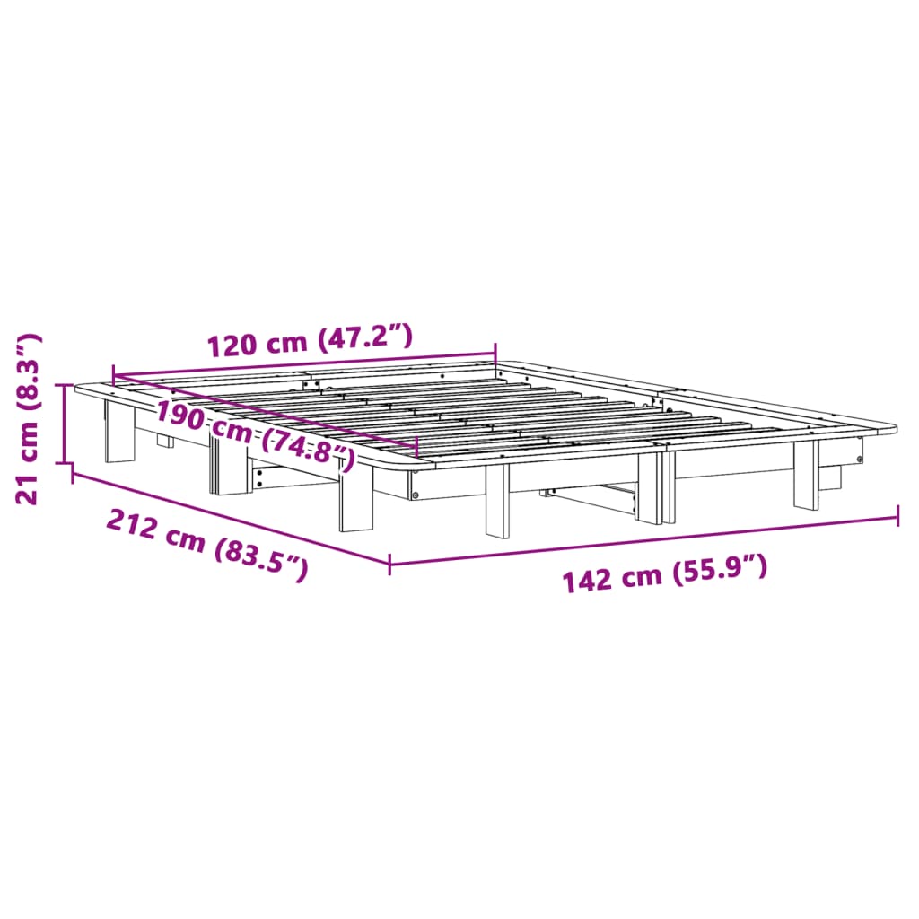 Sengeramme uten madrass 120x190 cm heltre furu