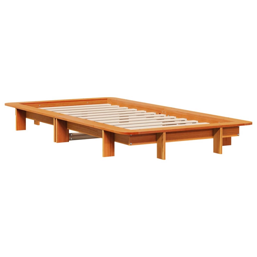 Sengeramme uten madrass voksbrun 90x190 cm heltre furu