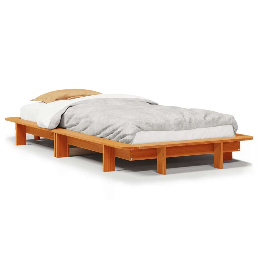 Sengeramme uten madrass voksbrun 90x190 cm heltre furu