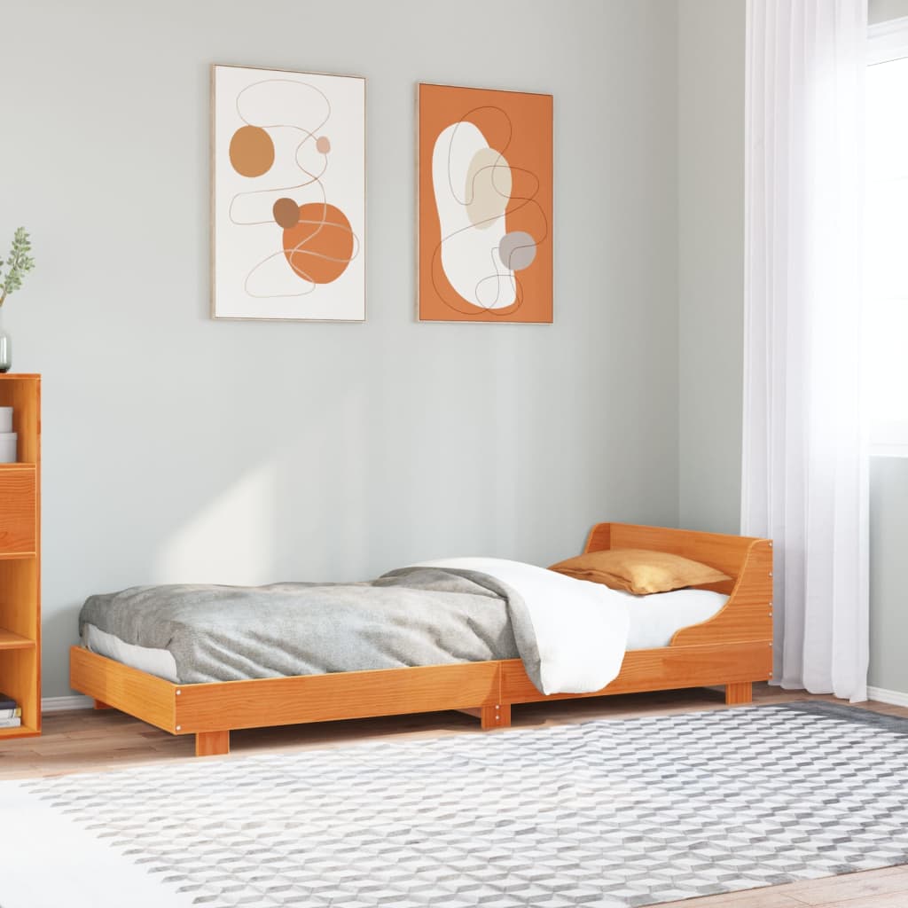 Sengeramme uten madrass voksbrun 75x190 cm heltre furu