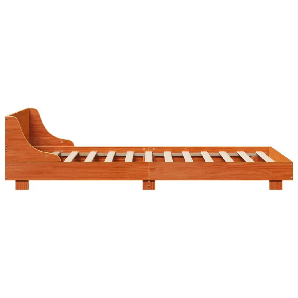 Sengeramme uten madrass voksbrun 75x190 cm heltre furu