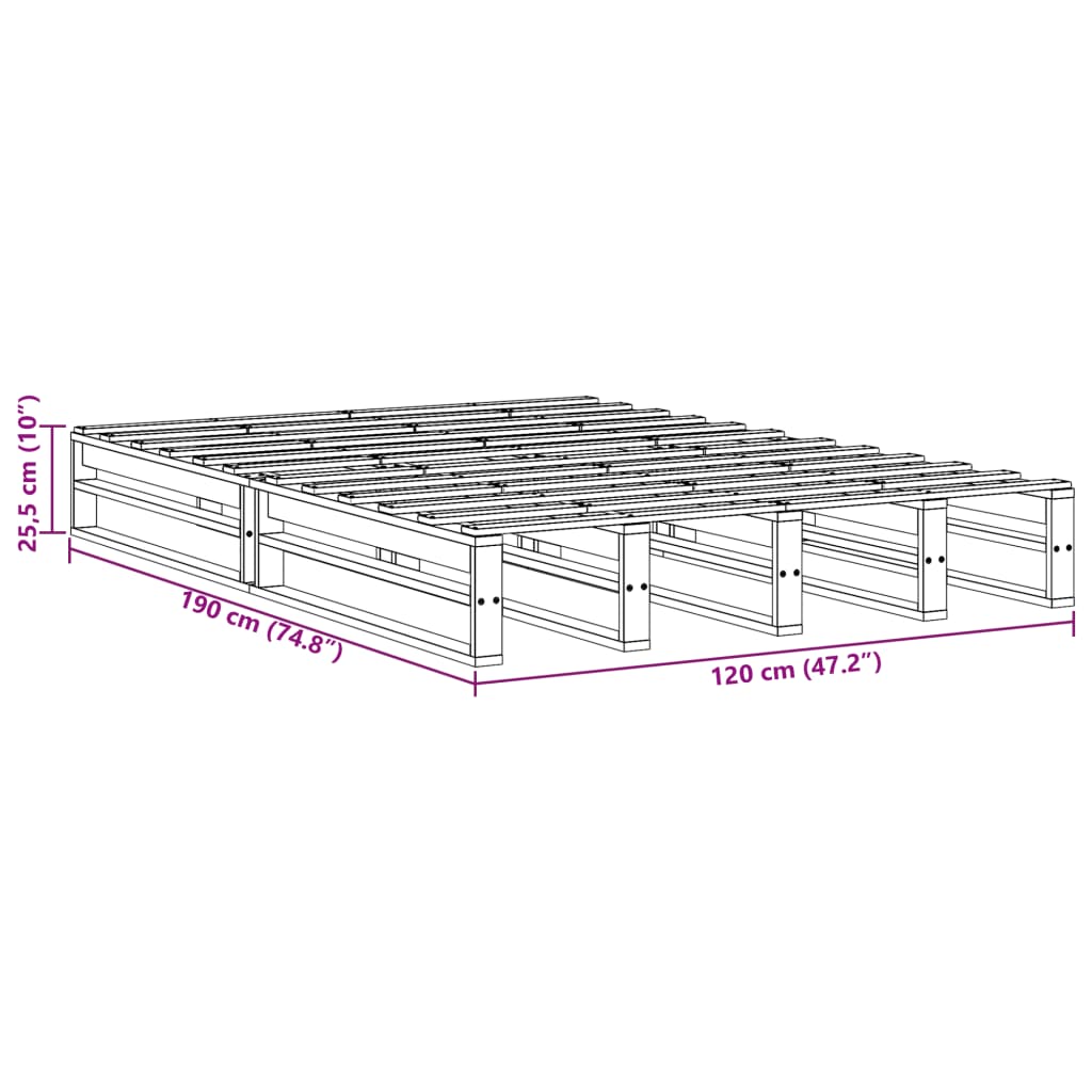 Sengeramme uten madrass hvit 120x190 cm heltre furu