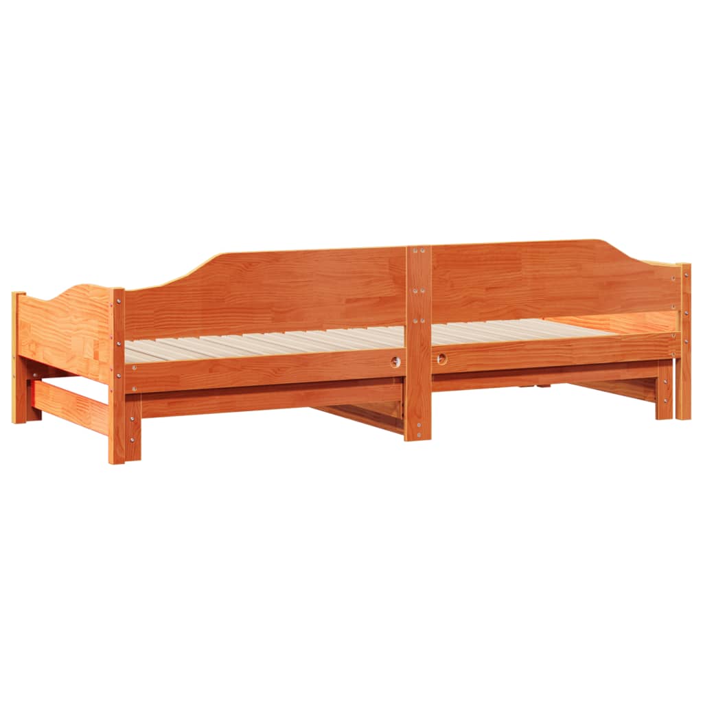 Uttrekkbar dagseng voksbrun 90x200 cm heltre furu