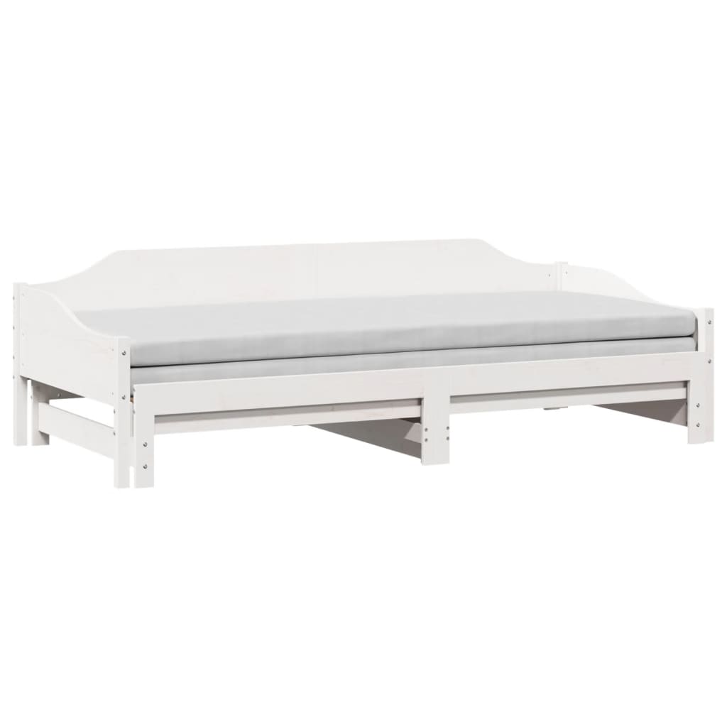 Uttrekkbar dagseng hvit 90x190 cm heltre furu
