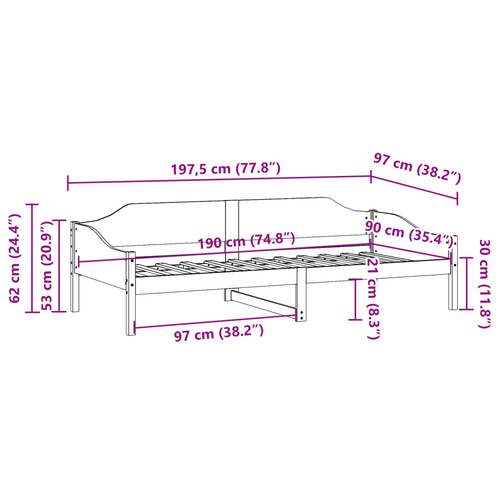 Sengeramme uten madrass 90x190 cm heltre furu