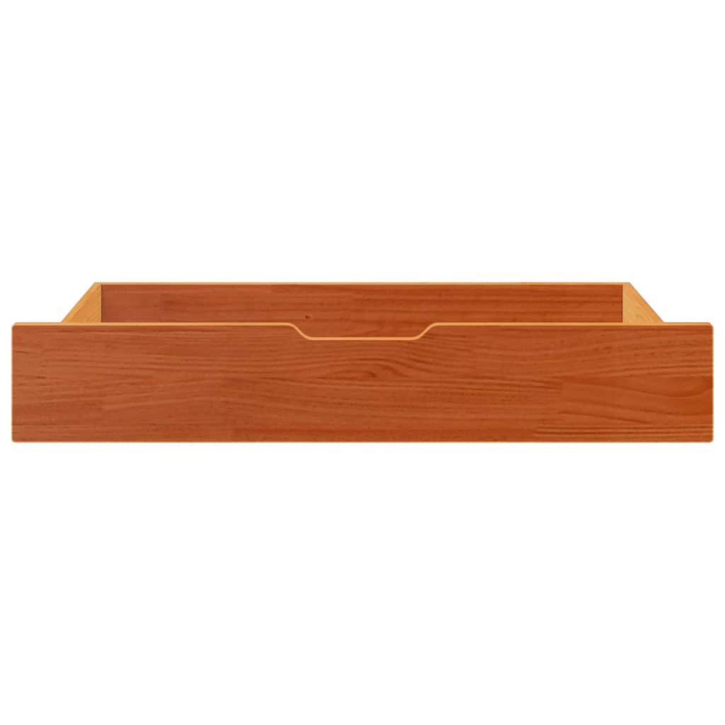 Sengeskuffer 2 stk voksbrun 95x55x17 cm heltre furu