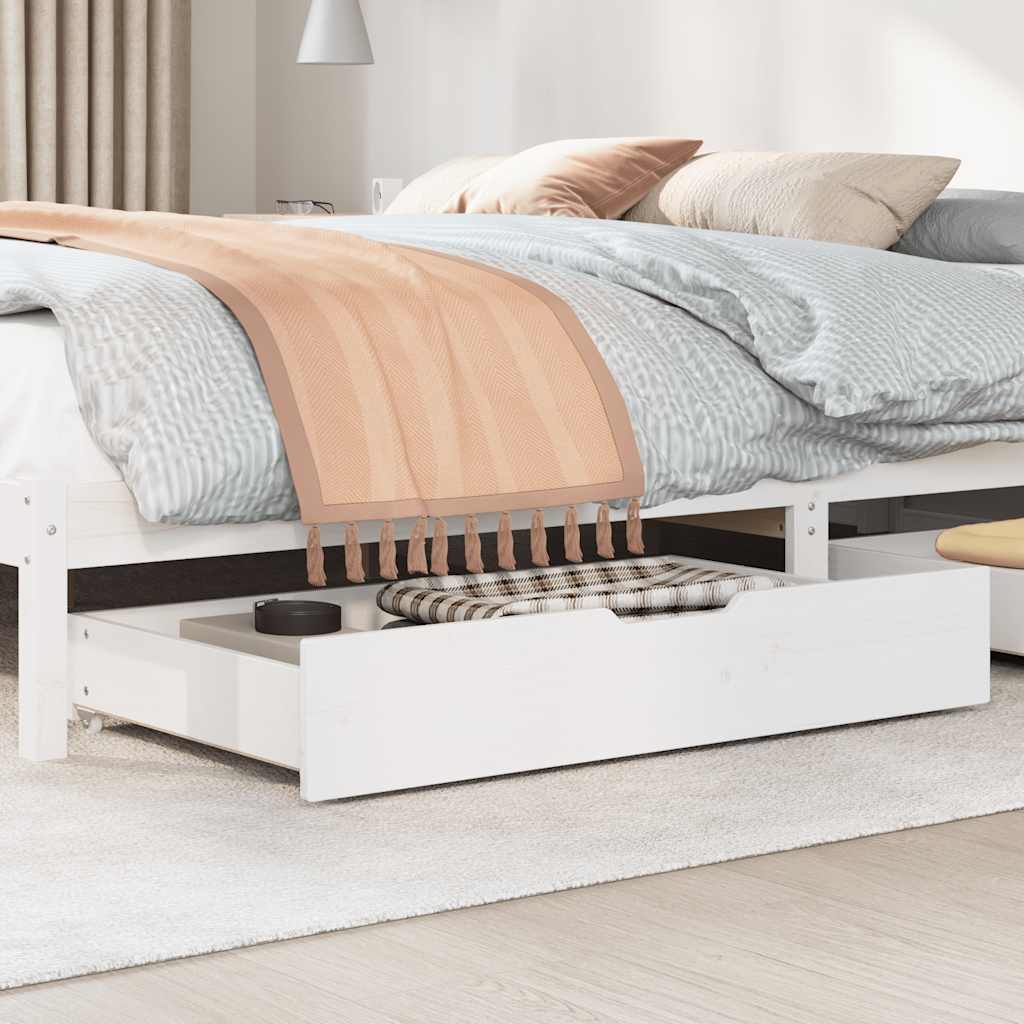Sengeskuffer 2 stk hvit 90x55x17 cm heltre furu