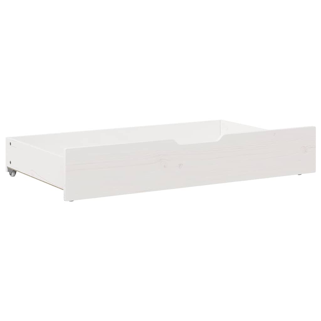 Sengeskuffer 2 stk hvit 90x55x17 cm heltre furu