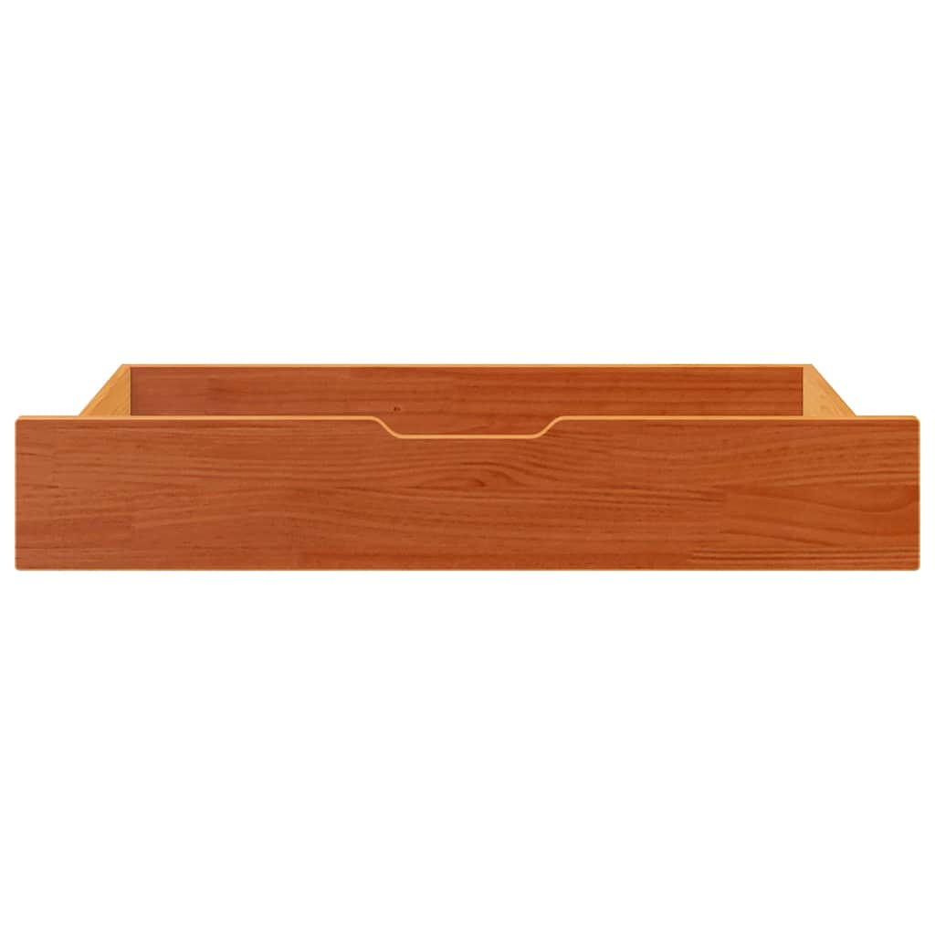 Sengeskuffer 2 stk voksbrun 90x55x17 cm heltre furu
