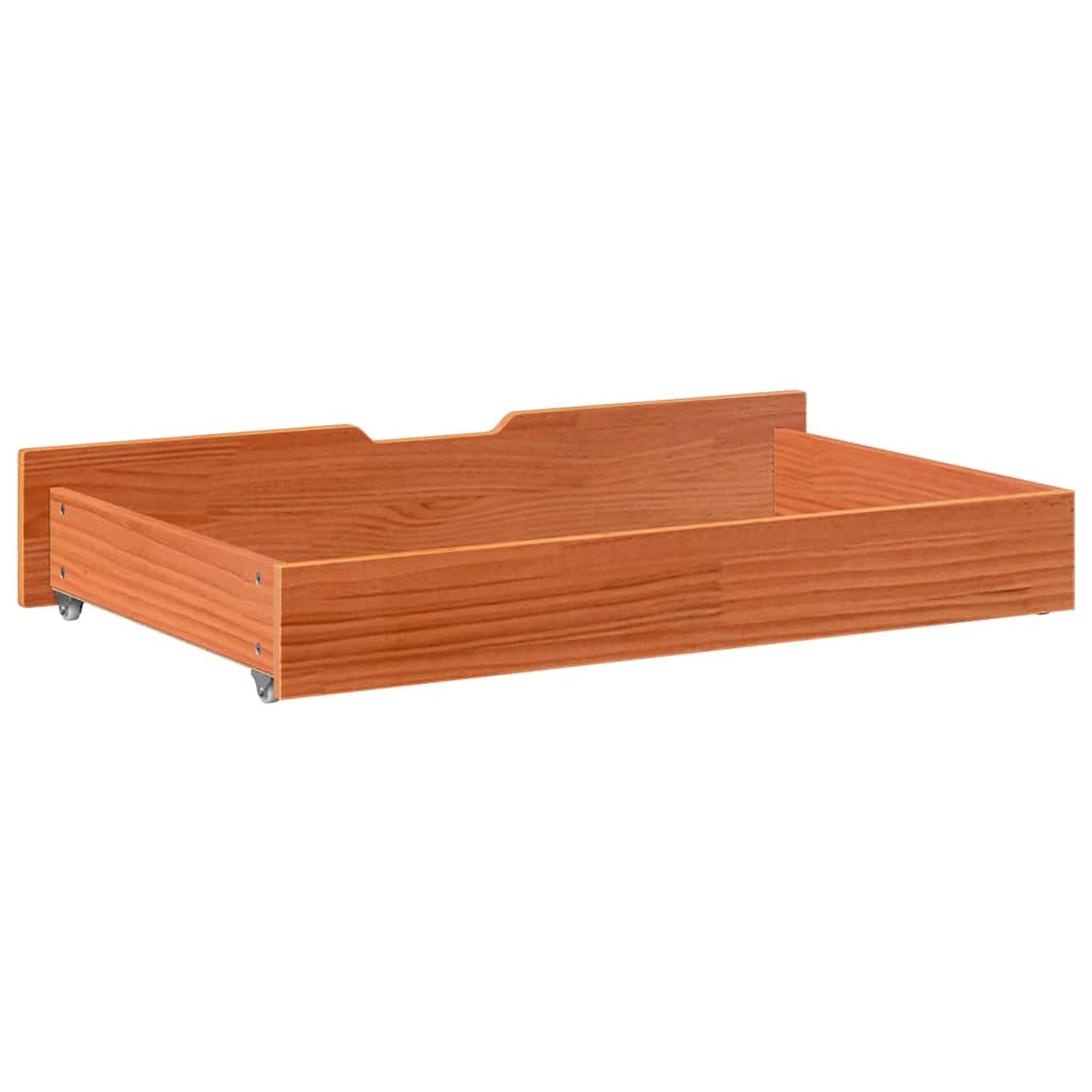 Sengeskuffer 2 stk voksbrun 90x55x17 cm heltre furu