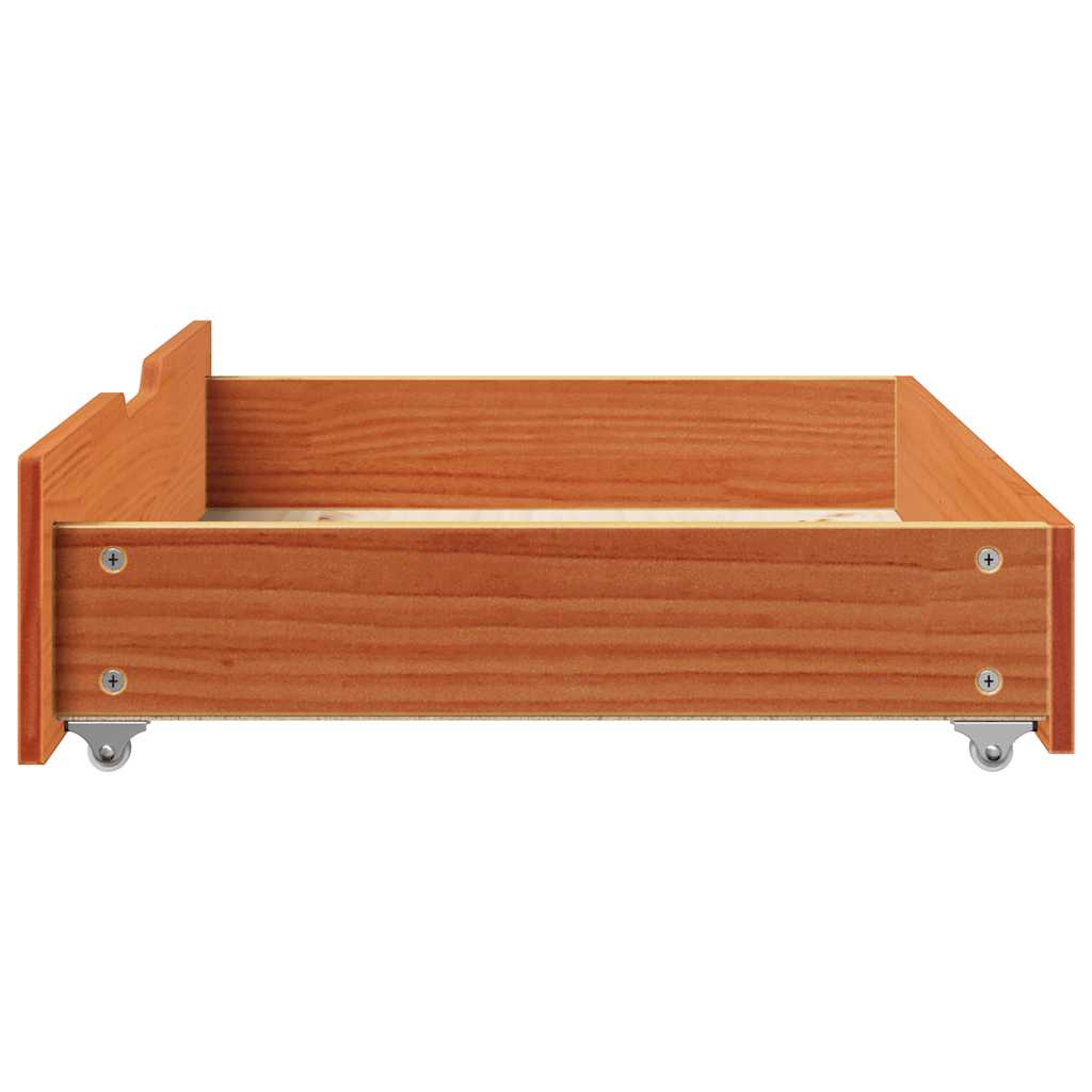 Sengeskuffer 2 stk voksbrun 85x55x17 cm heltre furu
