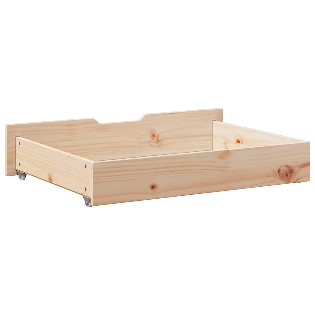 Sengeskuffer med hjul 2 stk 80x55x17 cm heltre furu
