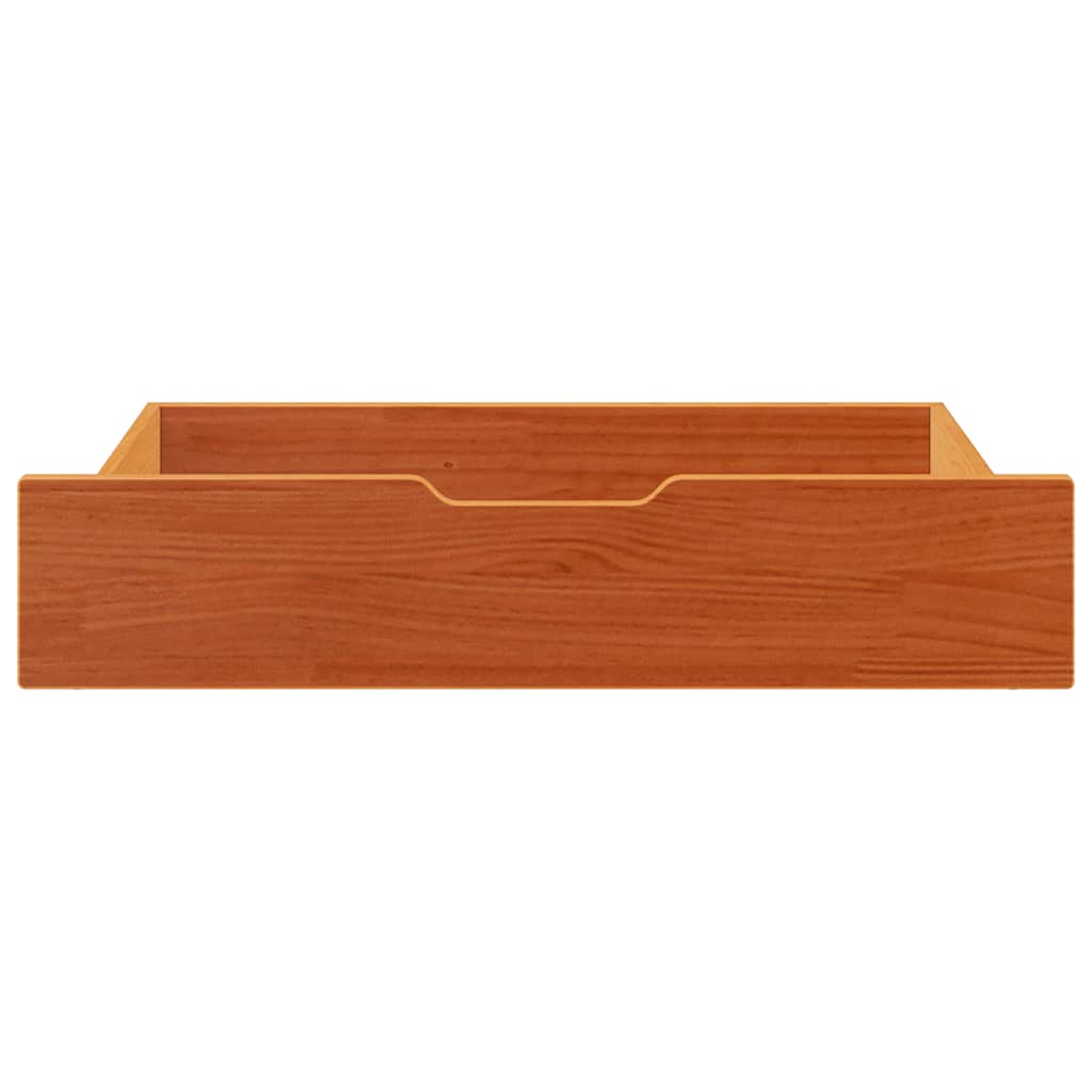 Sengeskuffer 2 stk voksbrun 80x55x17 cm heltre furu