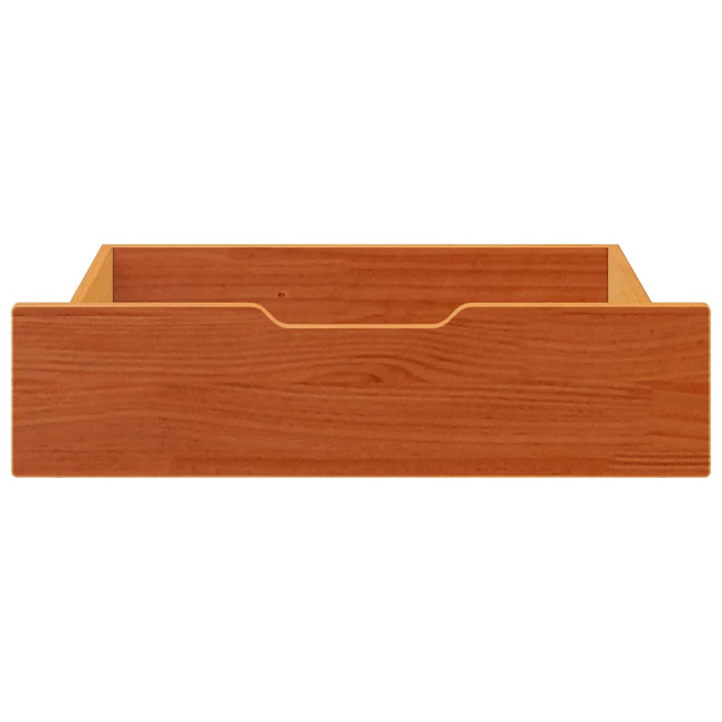 Sengeskuffer 2 stk voksbrun 65x55x17 cm heltre furu