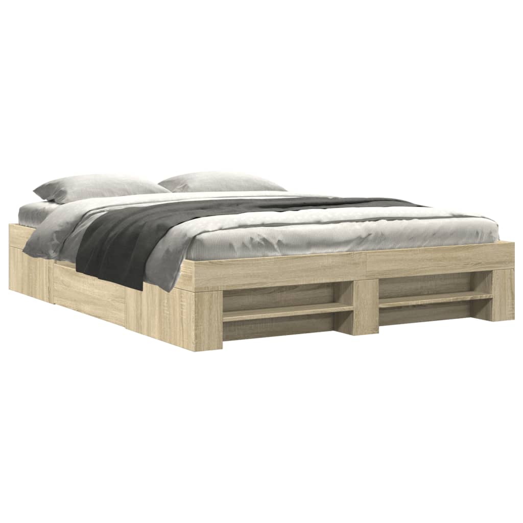 Sengeramme uten madrass sonoma eik 160x200 cm konstruert tre