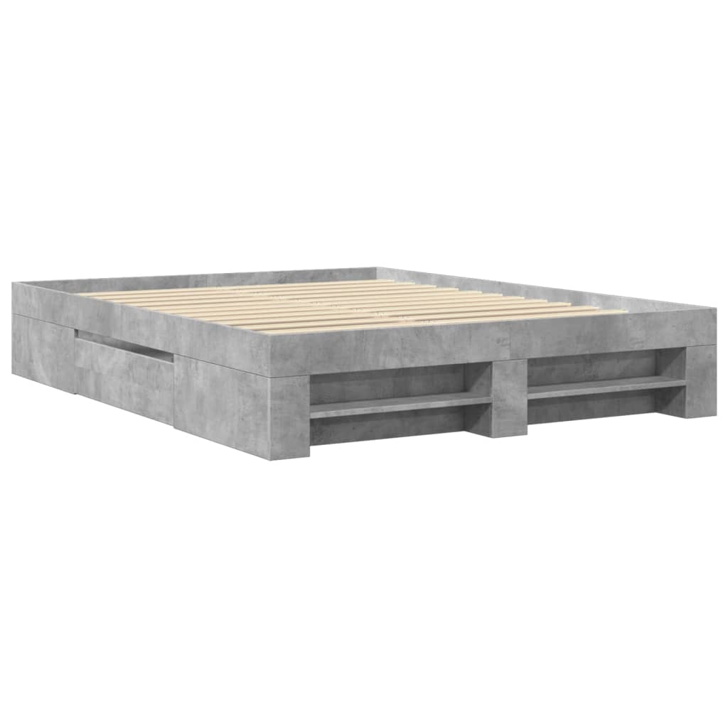 Sengeramme uten madrass betonggrå 160x200 cm konstruert tre