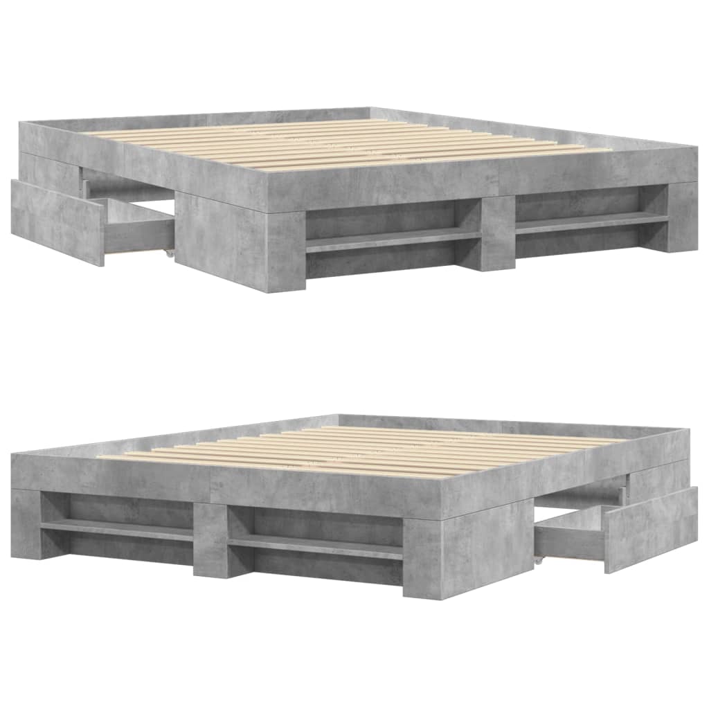 Sengeramme uten madrass betonggrå 160x200 cm konstruert tre