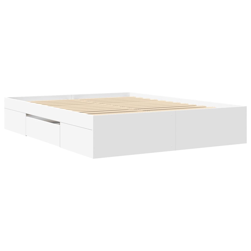 Sengeramme hvit 150x200 cm konstruert tre