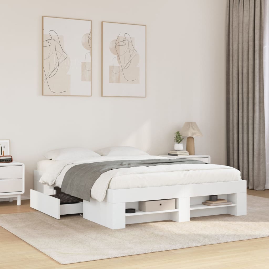 Sengeramme hvit 140x200 cm konstruert tre