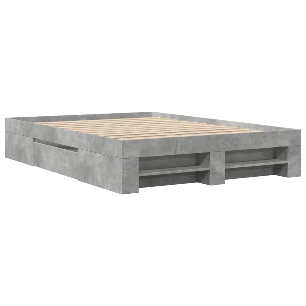 Sengeramme betonggrå 140x200 cm konstruert tre