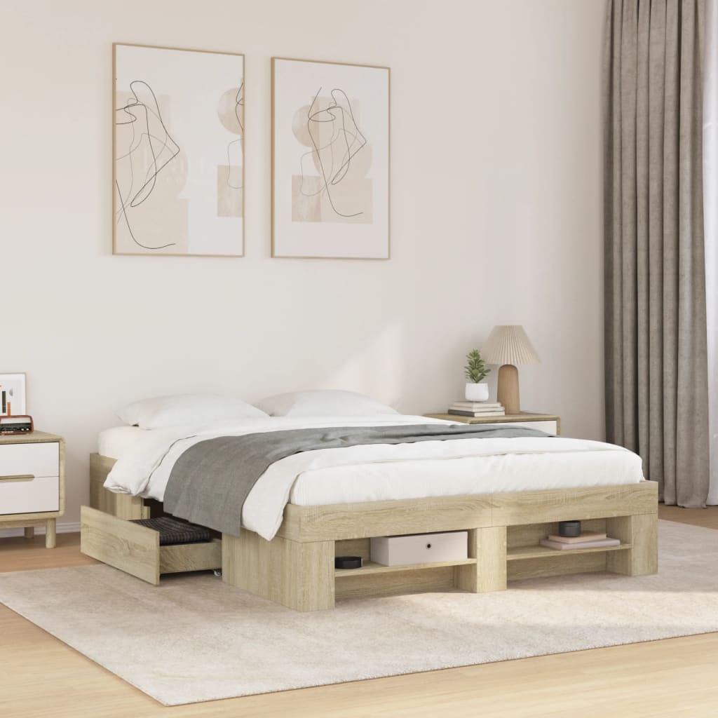 Sengeramme uten madrass sonoma eik 120x200 cm konstruert tre