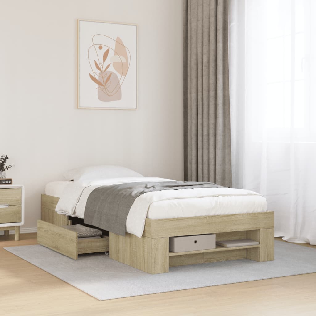 Sengeramme uten madrass sonoma eik 100x200 cm konstruert tre